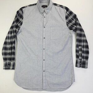 Zanerobe Sz XL Tall/Long Mens Gray Black White Flannel Sleeves Button Down Shirt